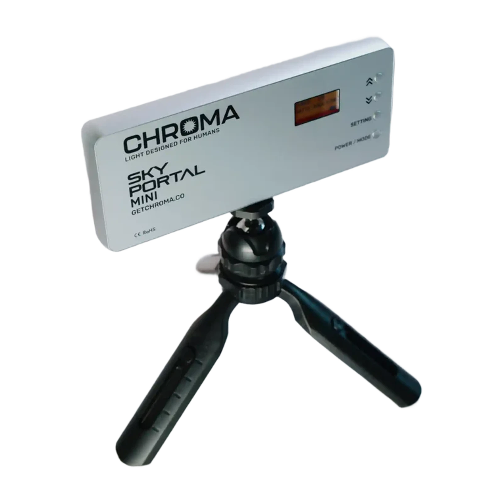 Chroma Sky Portal Mini control unit mounted on a small tripod