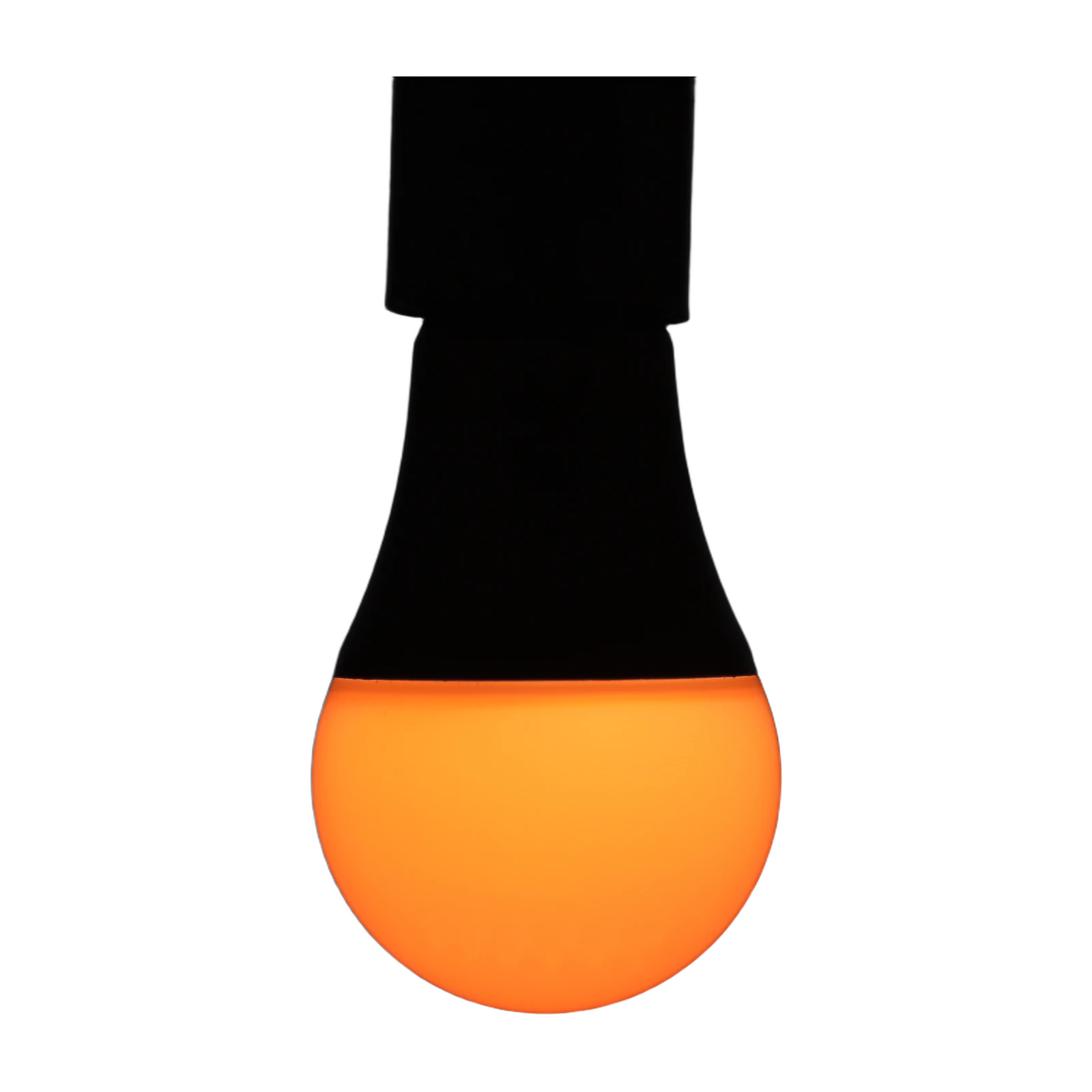 YUJILEDS Well24 bulb glowing deep amber in a black socket